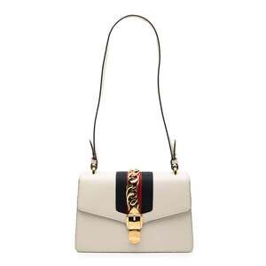 GUCCI Authentic Blue Leather Sylvie Shoulder Bag